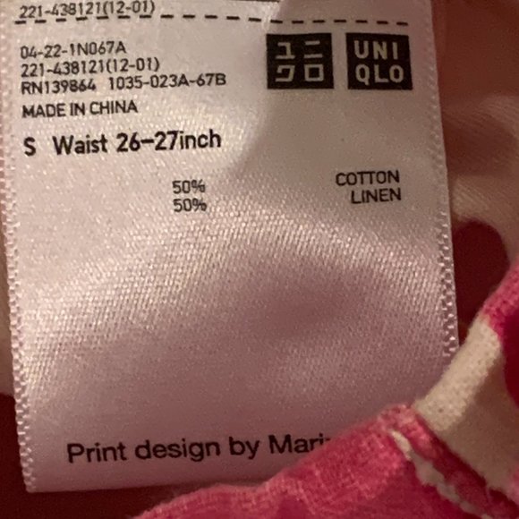 4/$20 Uniqlo Marimekko Pink Floral High Waisted Linen Blend Shorts, Size Small - Picture 12 of 12